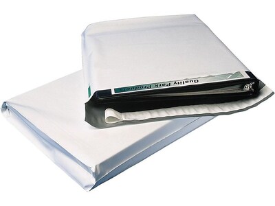 Quality Park Redi-Strip Expansion Poly Mailers, 13" x 16", White, 100/Box (QUA46393)