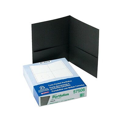 Oxford 2-Pocket Presentation Folders, Black, 25/Box (OXF 57506)