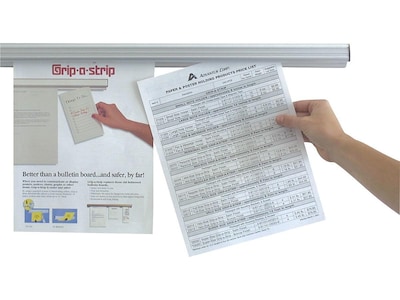 Advantus Grip-A-Strip Display Rail, 36”L x 1.5”H, Satin Aluminum Finish (AVT2005)