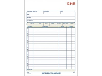 Adams 3-Part Carbonless Sales Orders, 8.44L x 5.56W, 50 Sets/Book, 10/Box (TC5805-10)