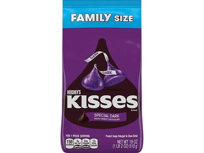 Hersheys Kisses Family Size, Special Dark Mildly Sweet Chocolate, 18 Oz. (HEC12049)