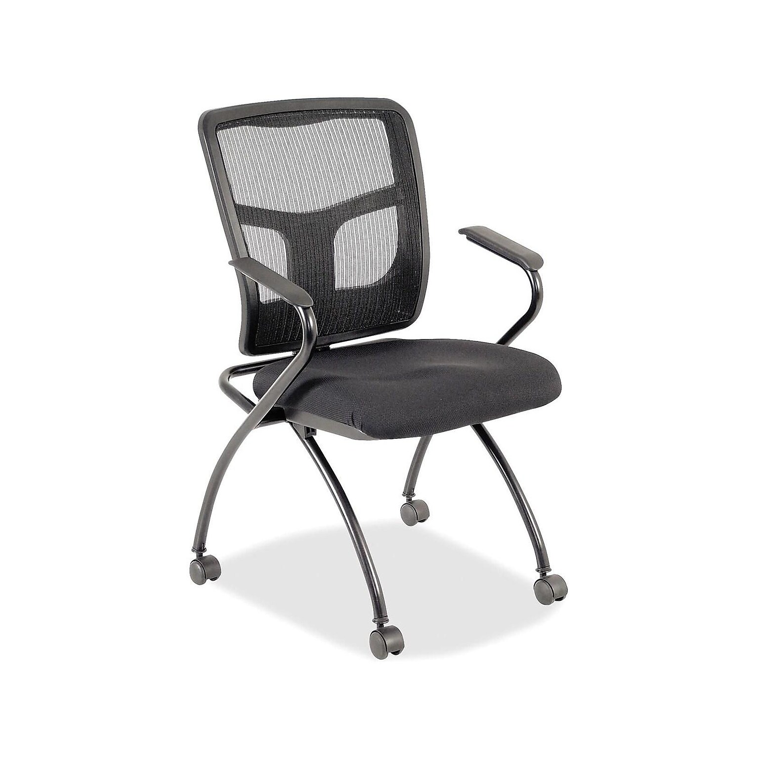 Lorell Mesh Back Fabric Reception Chair, Black, 2/Pack (LLR84374)