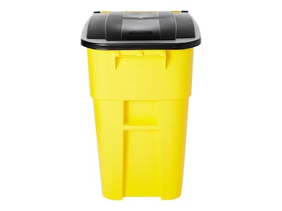 Rubbermaid BRUTE Rollout Plastic Outdoor Trash Can, 50 Gallon, Yellow (FG9W2700YEL)