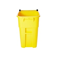 Rubbermaid BRUTE Rollout Plastic Outdoor Trash Can, 50 Gallon, Yellow (FG9W2700YEL)