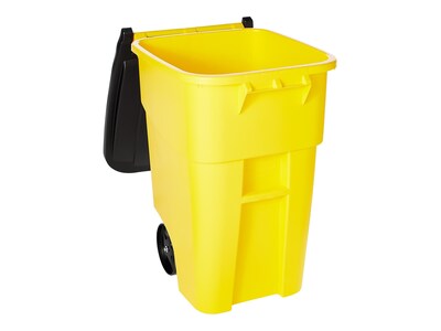 Rubbermaid BRUTE Rollout Plastic Outdoor Trash Can, 50 Gallon, Yellow (FG9W2700YEL)