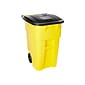 Rubbermaid BRUTE Rollout Plastic Outdoor Trash Can, 50 Gallon, Yellow (FG9W2700YEL)