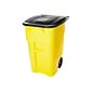 Rubbermaid BRUTE Rollout Plastic Outdoor Trash Can, 50 Gallon, Yellow (FG9W2700YEL)