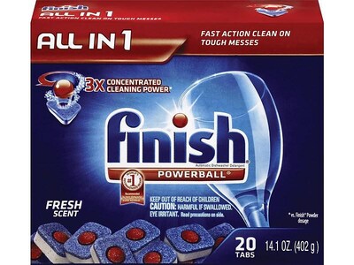 Finish Powerball All in 1 Dishwasher Detergent Tablets, Clean Scent, 20/Box (5170077050)