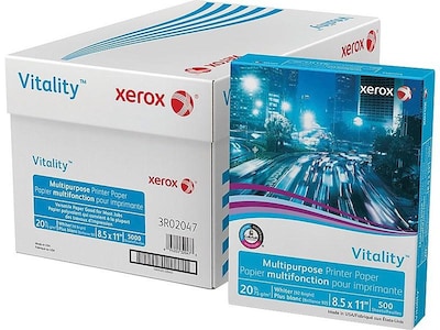 Xerox® Vitality® 8.5 x 11 Multipurpose Paper, 20 lbs., 92 Brightness, 10 Reams/Carton (3R02047)