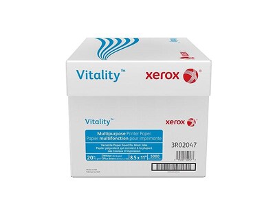 Xerox® Vitality® 8.5" x 11" Multipurpose Paper, 20 lbs., 92 Brightness, 10 Reams/Carton (3R02047)