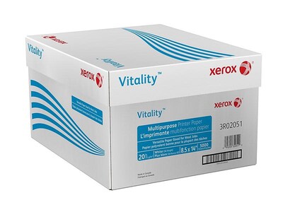 Xerox® Vitality® 8.5" x 14" Multipurpose Paper, 20 lbs., 92 Brightness, 10 Reams/Carton (3R02051)