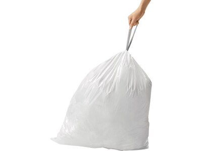 simplehuman Code N 13 Gallon Trash Bag, 22.8 x 31.5, Low Density, 30 mic, White, 200 Bags/Box (CW0