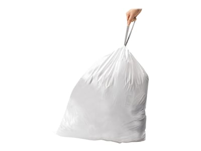 simplehuman Code X 21 Gallon Trash Bag, 10.2 x 12.6, Low Density, 34 Mic,  White, 200 Bags/Box (CW0