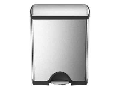 simplehuman Commercial Products Stainless Steel Trash Can, 12.15 Gal., Silver/Black (CW1830)
