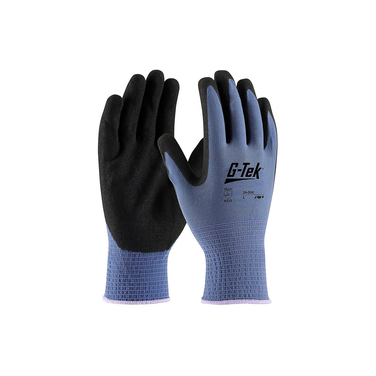 G-Tek Coated Work Gloves, Active Grip, Seamless Nylon Knit With Nitrile Coating, Large, 12/Pr (34-500/L)