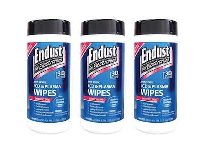 Endust Anti-Static Screen Cleaner Wipes, 70 Wipes, 3/Pack (NOZ11506KIT)