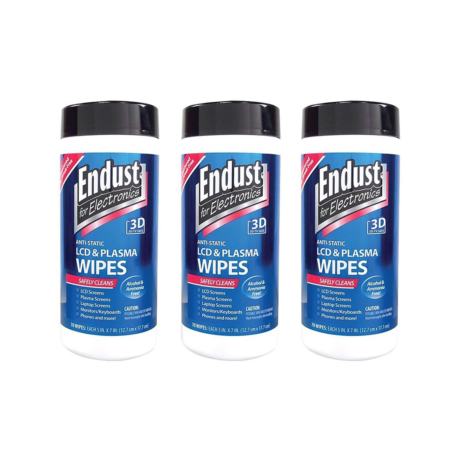 Endust Anti-Static Screen Cleaner Wipes, 70 Wipes, 3/Pack (NOZ11506KIT)