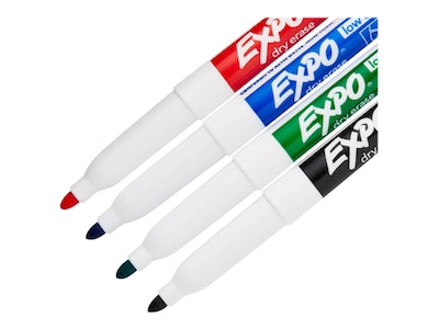 Expo Ultra-Fine Tip Low-Odour Dry-Erase Markers, Assorted Colours, Pack of  4
