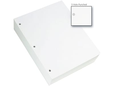 Staples 3-Hole Punch Copy Paper, 8.5" x 11", 20 lbs., 500 Sheets/Ream, 10 Reams/Carton (221192)