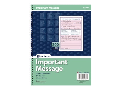 Adams Phone Message Pad, 5.5 x 3.8, Ruled, Pink, 50 Sheets/Pad (SC1184D)