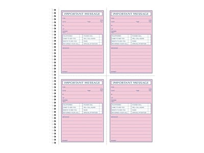 Adams Phone Message Pad, 5.5" x 3.8", Ruled, Pink, 50 Sheets/Pad (SC1184D)