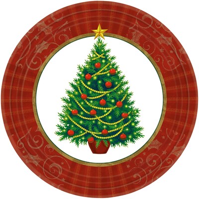 Amscan Twinkling Tree Paper Plate, 9 x 9, 2/Pack, 50 Per Pack (759729)