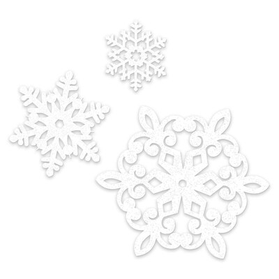 Amscan Snowflake Cutouts, Assorted Sizes, Glitter White, 20 Cutouts/Set, 2 Sets/Pack (191817)