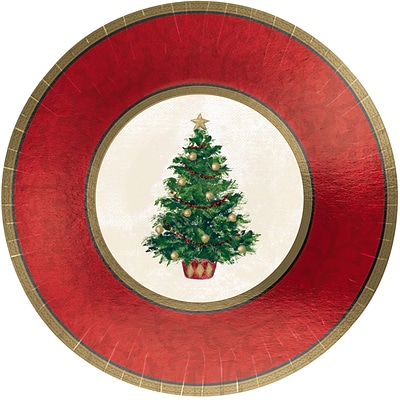 Amscan Seasonal Paper Plates, 7 Diameter, Classic Victorian Christmas Tree, 8 Plates/Set, 5 Sets/Pack (549900)