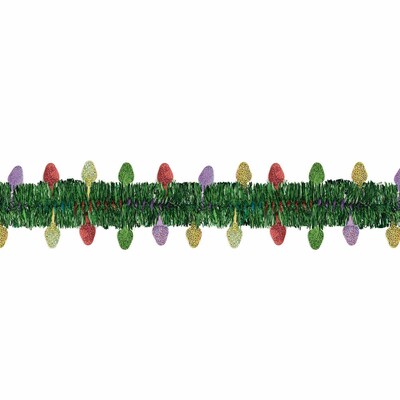 Amscan Holiday Tinsel Garland with Prismatic Foil Lights, 12, 2/Pack (223103)