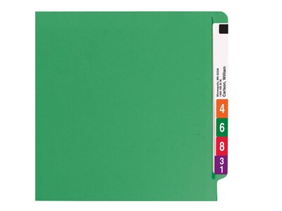 Smead End Tab Classification Folders, Shelf-Master Reinforced Straight-Cut Tab, Letter Size, Green, 50/Box (25140)