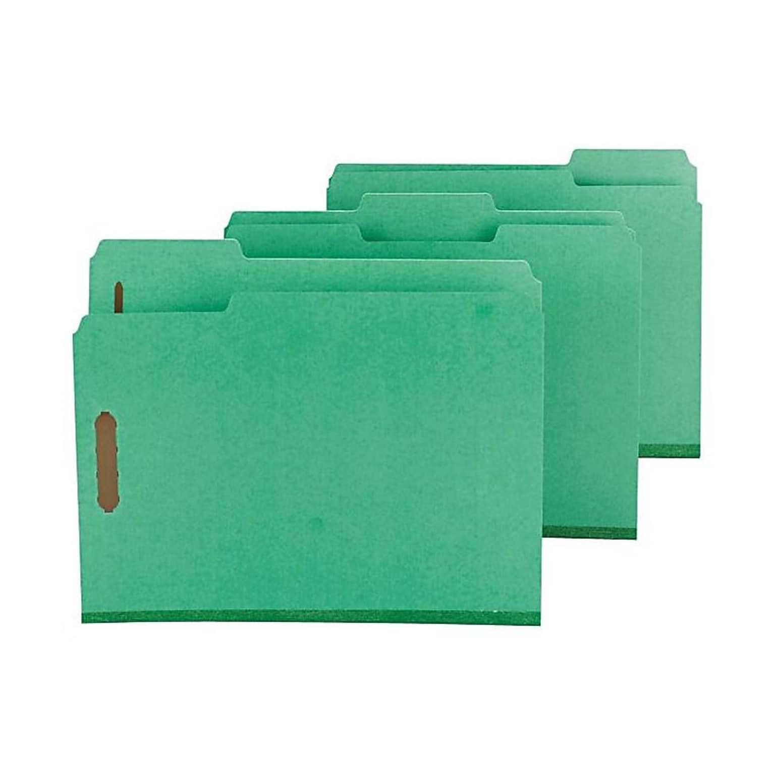 Smead Pressboard Classification Folders with SafeSHIELD Fasteners, 1/3-Cut Tab, Letter Size, Green, 25/Box (14938)