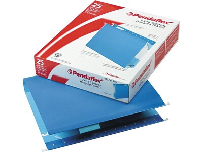 Pendaflex Hanging File Folders, 2" Expansion, Letter Size, Blue, 25/Box (PFX 04152x2 BLU)