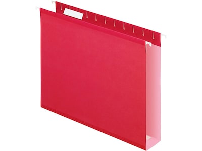 Pendaflex Hanging File Folders, 2 Expansion, Letter Size, Red, 25/Box (PFX 04152x2 RED)