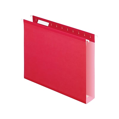 Pendaflex Hanging File Folders, 2 Expansion, Letter Size, Red, 25/Box (PFX 04152x2 RED)