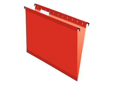 Pendaflex SureHook Reinforced Hanging File Folders, 5-Tab, Letter Size, Red, 20/Box (PFX 6152 1/5 RE