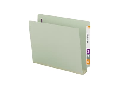 Smead End Tab Classification Folders with SafeSHIELD Fasteners, Letter Size, Gray/Green, 25/Box (347