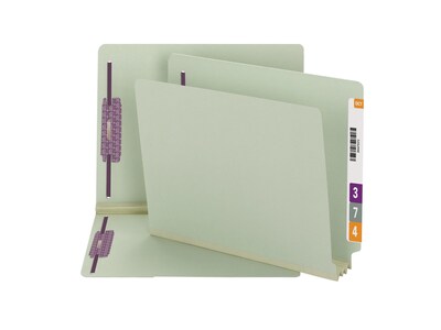 Smead End Tab Classification Folders with SafeSHIELD Fasteners, Letter Size, Gray/Green, 25/Box (34725)