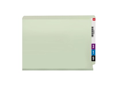 Smead End Tab Classification Folders with SafeSHIELD Fasteners, Letter Size, Gray/Green, 25/Box (34725)