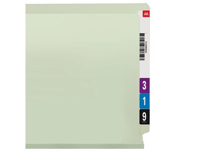 Smead End Tab Classification Folders with SafeSHIELD Fasteners, Letter Size, Gray/Green, 25/Box (34725)