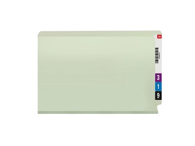 Smead End Tab Classification Folders with SafeSHIELD Fasteners, Legal Size, Gray/Green, 25/Box (37725)