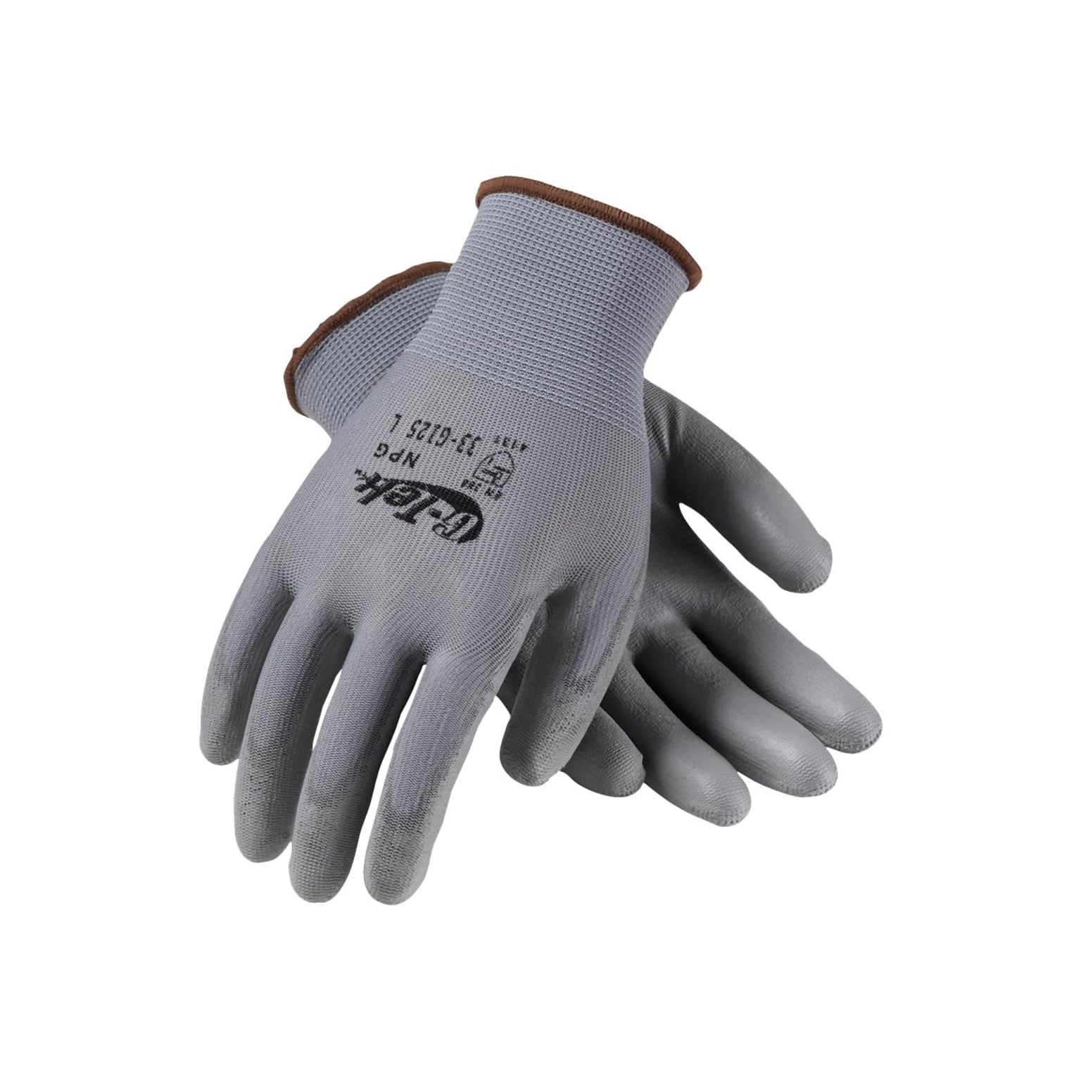 G-Tek 33-G125 Latex Coated Polyurethane Gloves, Large, 13 Gauge, Gray, 12 Pairs (33-G125/L)