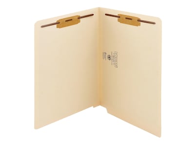 Smead End Tab Fastener Folders, Shelf-Master Reinforced Straight-Cut Tab, Letter Size, Manila, 50/Bo