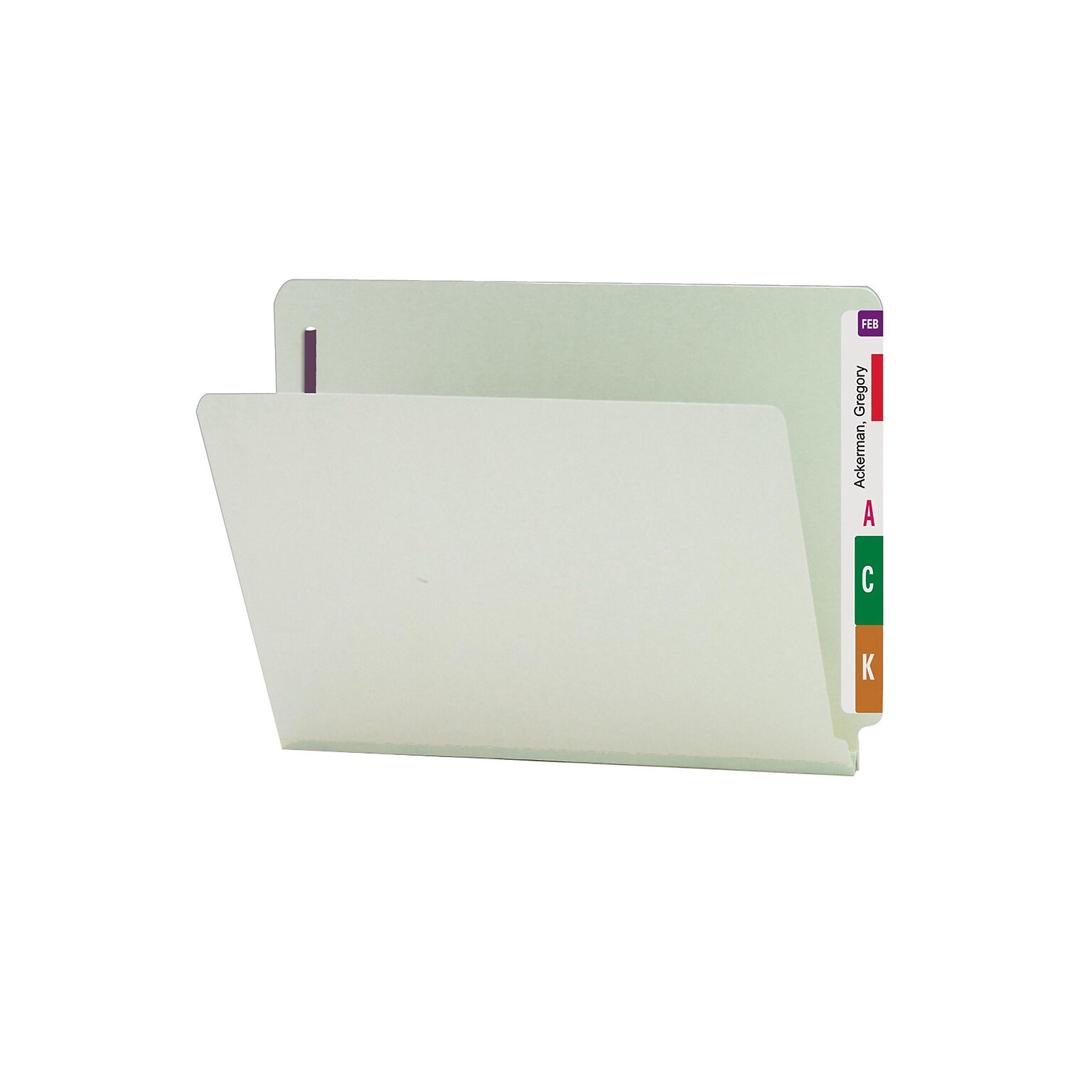 Smead End Tab Classification Folders with SafeSHIELD Fasteners, Letter Size, Gray/Green, 25/Box (34705)