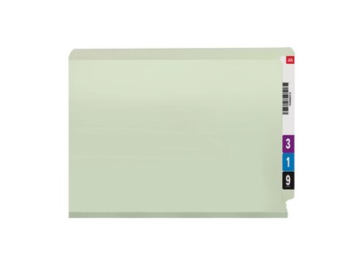 Smead End Tab Classification Folders with SafeSHIELD Fasteners, Letter Size, Gray/Green, 25/Box (34705)