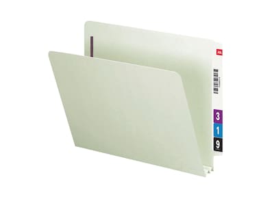 Smead End Tab Folders with SafeSHIELD Fasteners, Letter Size, Gray/Green, 25/Box (34715)