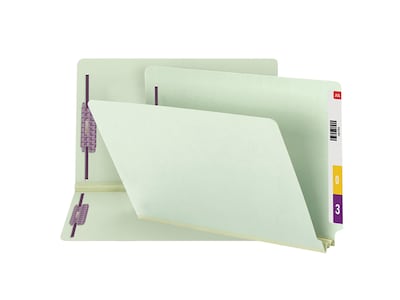 Smead End Tab Classification Folders with SafeSHIELD Fasteners, Legal Size, Gray/Green, 25/Box (3771