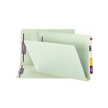 Smead End Tab Classification Folders with SafeSHIELD Fasteners, Legal Size, Gray/Green, 25/Box (3771