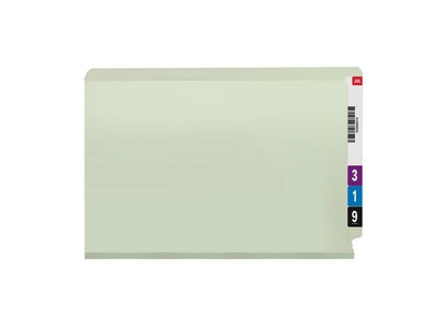 Smead End Tab Classification Folders with SafeSHIELD Fasteners, Legal Size, Gray/Green, 25/Box (37715)