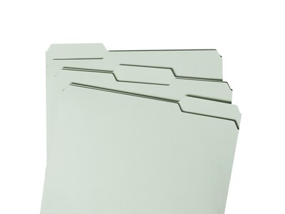 Smead Pressboard Classification Folders with SafeSHIELD Fasteners, 1/3-Cut Tab, Letter Size, Gray/Green, 25/Box (14931)