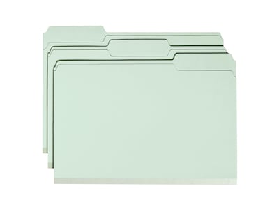 Smead Pressboard Classification Folders with SafeSHIELD Fasteners, 1/3-Cut Tab, Legal Size, Gray/Green, 25/Box (19934)